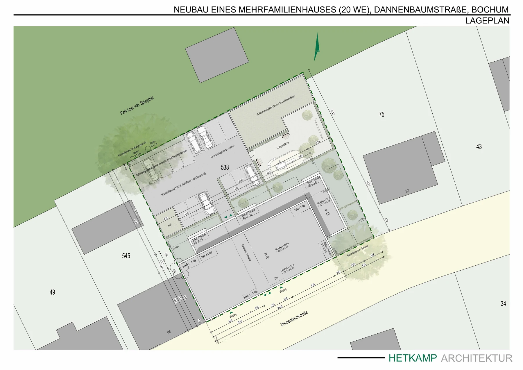 Lageplan des Neubauprojekts Dannenbaumstraße 34
